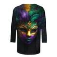 thumbnail image 5 of QATAINLAV Mardi Gras T Shirts for Women Carnival 3/4 Sleeve Pullover Fashionable Casual Round Neck Tunic Going Out Party Multicolor XXL, 5 of 6