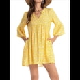 thumbnail image 1 of Vestido Bohemio de Verano para Mujer 2025, Informal, con Cuello en V, con Volantes, Minivestido Floral, Estilo Babydoll, Vestido Veraniego Pequeño. Amarillo L, 1 of 10