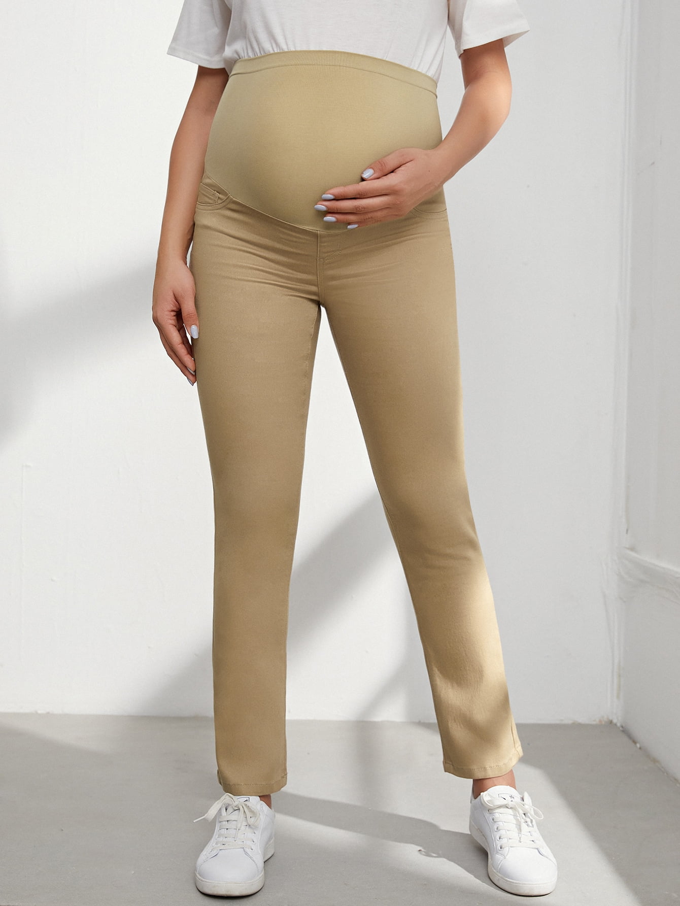 Maternity Wide Waistband Solid Jeans 