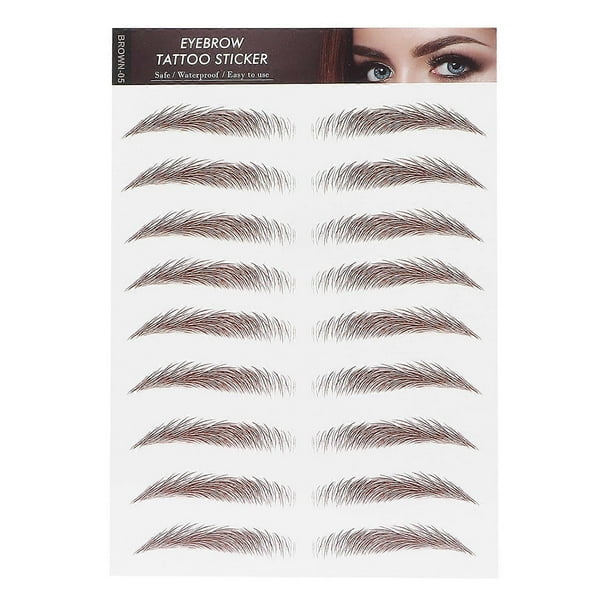 Professional Waterproof Eyebrow Tattoo Sticker, Eyebrow Transfer Sticker for Women, BROWN-05