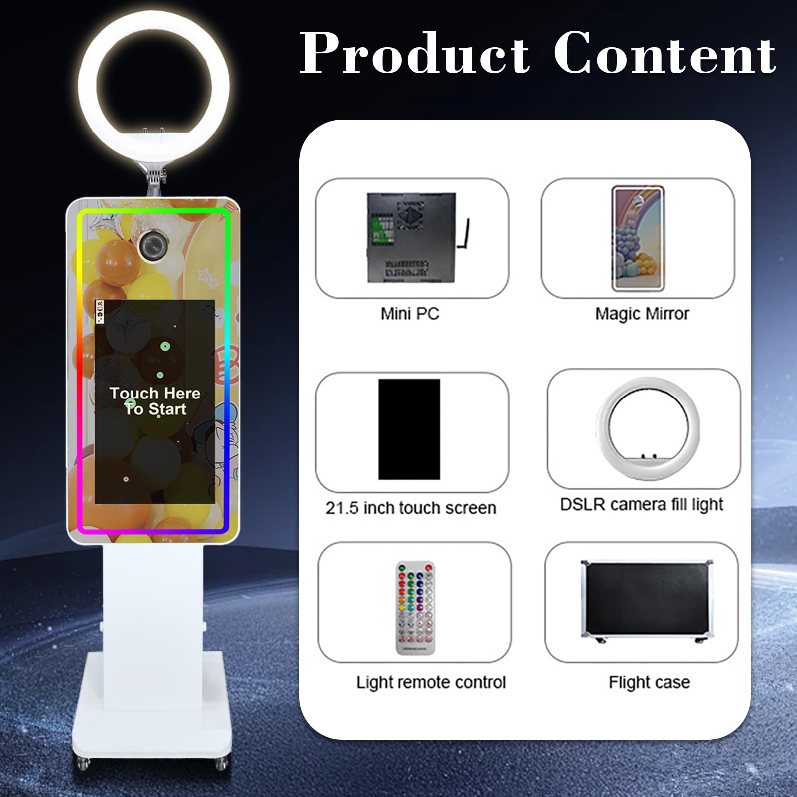 PAAFNN 21.5''LCD Touch Screen Portable Stand Selfie Photobooth Machine for Wedding Party