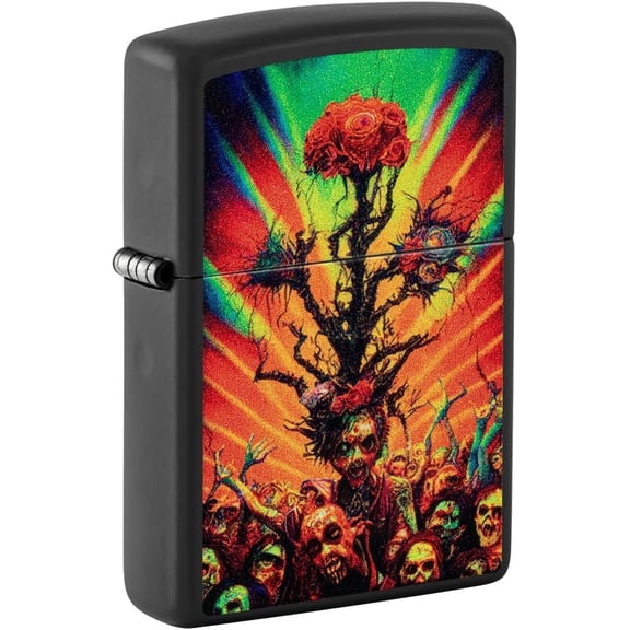 Zippo - Customized Message on Colorful Zombies Psychedelic - Black Matte 48956