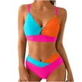 thumbnail image 3 of Babcutegg Women's Color Block Bikini Set 2 Piece Strapless Swimsuit Separates Bathing Suit Hot Pink Size L, 3 of 7