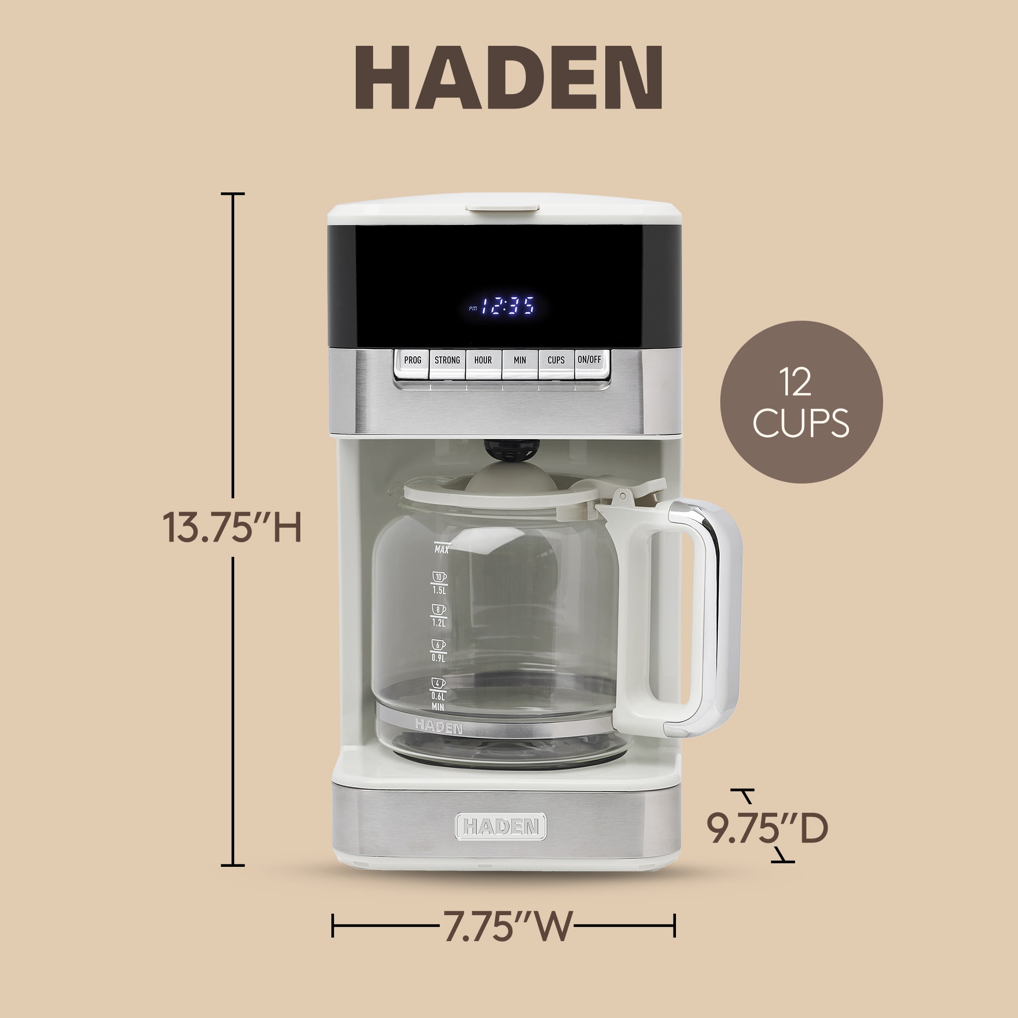 Haden Quintessential 12 Cup Programmable Digital Coffee Maker