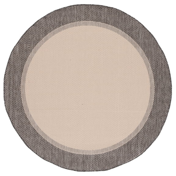 Safavieh Martha Stewart Outdoor Fion Bordered Machine Washable Indoor/Outdoor Area Rug, Camel/Brown, 6'7" x 6'7" Round