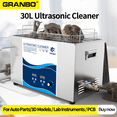 thumbnail image 2 of Limpiador ultrasónico Granbo de 30 l y 900 W, potencia ajustable, baño de ultrasonidos de acero inoxidable, piezas electrónicas, PCB, motor, engranaje, solución de laboratorio, 2 of 5