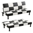 thumbnail image 4 of Aukfa Studio Futon Convertible Sofa Bed, Tufted Back, Leather, Black&White, 4 of 18