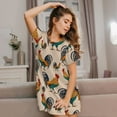 thumbnail image 2 of Lafuoo Rooster Pattern Women's Short-sleeved Nightdress, Knee-length Pullover Nightgown, Summer Home Wear-Medium, 2 of 8