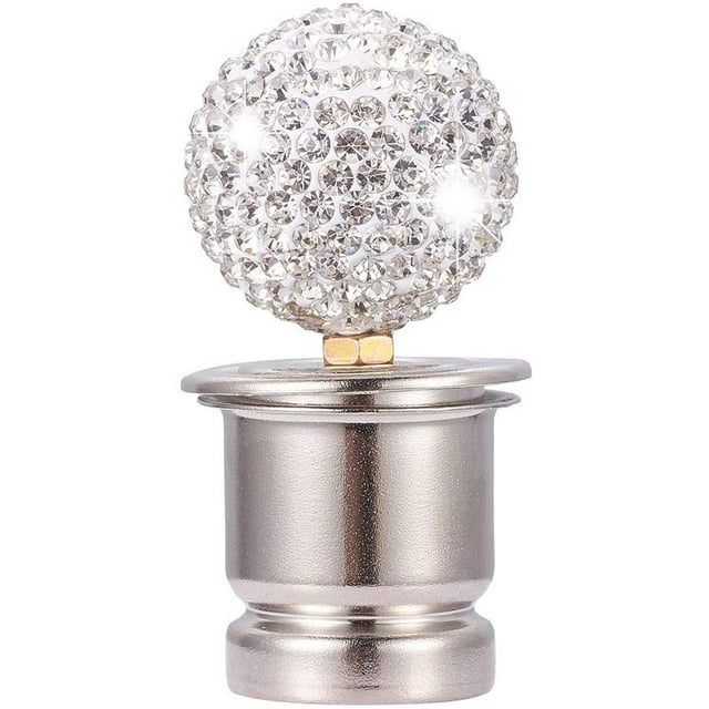 Crystal Car Cigarette Lighter Bling Rhinestone Car Cigarette Lighter 12V, Fits Most Vehicles, White