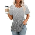 thumbnail image 2 of Tnhcen Women's Casual Loose Fit Short Sleeve Ruffled Front Blouse | Gradient Color Summer Tops | Stretchy Breathable (S-2XL) | Daily Wear & Weekend Casual, 2 of 6