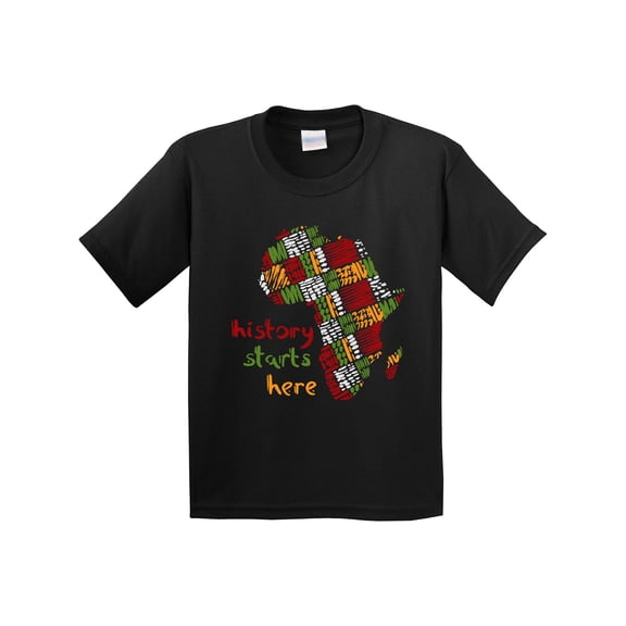 Inktastic Black History Month History Starts Here African Fabric Print Youth T-Shirt