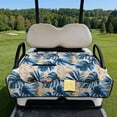thumbnail image 3 of COEQINE Universal Golf Cart Seat Towel Blanket with 4 Front Pockets & Convenient Fold-Away Design, Fits for EZGO, Yamaha, Club Car and More 2 Person Seats, Blue Golf Monstera Palm Leaf, 3 of 8