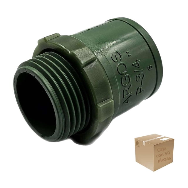50 Pzs Conector Con Rosca Conduit Pvc Pesado Verde 3/4 Pulg verde 3/4 pulgadas