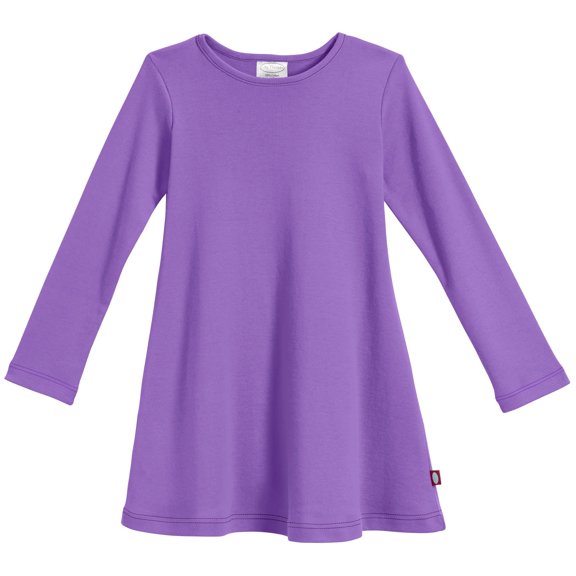Girls Soft Cotton Long Sleeve Baby Rib Dress | Deep Purple