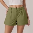 thumbnail image 2 of WTOBBY Ladies' Casual High Waist Suit Shorts with Slimming Effect, Versatile Solid Color Loose Fit for Fashionable Office or Everyday Summer Wear,Army Green L, 2 of 5