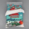 thumbnail image 2 of Christmas Duvet Cover Set, Santa Claus in a Classic Car with Bag of Toys Snow Winter Starry Night New Year, Bedding Set with Shams and Fitted Sheet, 3 Sizes, by Ambesonne, 2 of 3