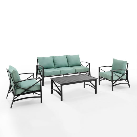 Crosley Furniture Kaplan Oil Rubbed Bronze 4 Piece Outdoor Sofa Set with Mist Cushions
