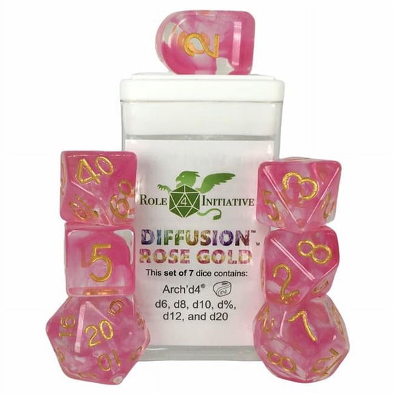 Role 4 Initiative R4I50418-7C Diffusion Dice, Rose Gold - Set of 7