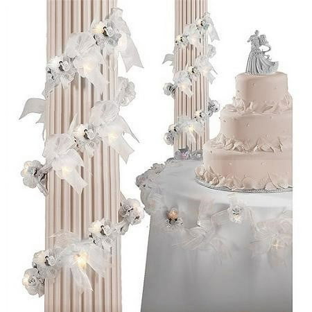 Wilton Wedding Day Organza Small Rose Garland, White, 1 Ct