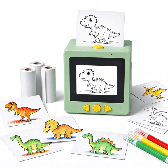 KOOSEE Kids Art and Craft Kit with AI Voice Thermal Printer, Green, Ages 3