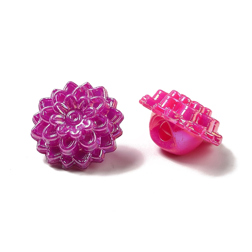 500g AB Color Acrylic Flower Sewing Shank Buttons Mixed Color 16mm in diameter 10mm thick hole: 2.5mm 625pcs/500g