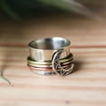 thumbnail image 2 of Moon Spinner Ring, Boho Fidget Ring, 925 Silver Ring, Meditation Ring, Crescent Moon Ring, Mixed Metal Spinner Ring, Celestial Spinner Ring, 2 of 8