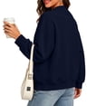 thumbnail image 6 of XPMWRP Women's Oversized Open Front Fleece Cardigan, V-Neck Long Sleeve Coat with Pockets, Casual Lounge Outerwear Navy XXL, 6 of 7
