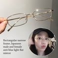 thumbnail image 5 of Portable Vintage Blue Ray Blocking Metal Ultralight Eye Protection Anti-Blue Light Glasses Computer Goggles Frame Eyewear Square Eyeglasses GOLD, 5 of 8