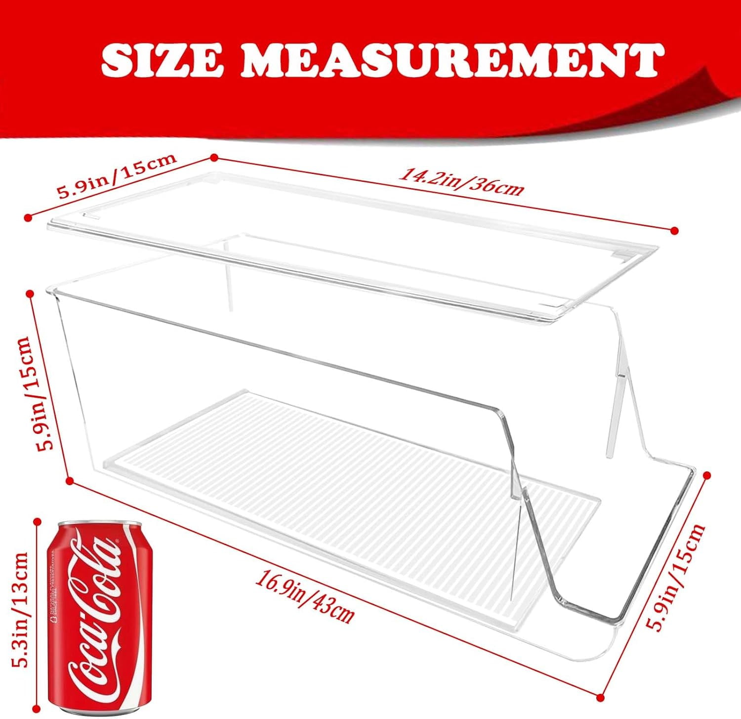 2 Pack Soda Can Organizer for Refrigerator Stackable Can Holder Dispenser with Lid for Fridge Rack Freezer, Clear Storage Bins-Holds 12 Cans Each (Clear)