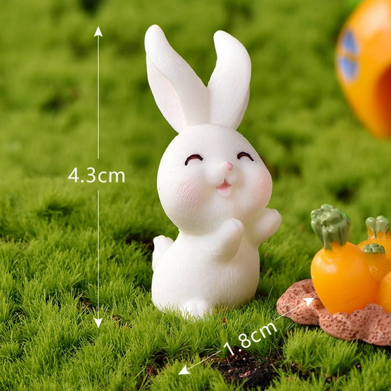 HEALLILY 7pcs Mini Figurines Playset Rabbit Figurines Easter Bunny  Sculpture Small Fairy Garden Bonsai Landscape Animal Figurines Tiny Rabbit  Statue