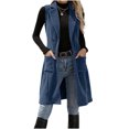 thumbnail image 3 of Women Long Vest Sleeveless Jackets Outerwear Solid Color Lightweight Casual Winter Corduroy Jacket Vest with Pockets for Business Work Women Clothing, 3 of 10
