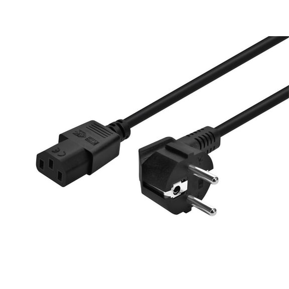 Monoprice AC Power Cord - 3 Feet - Black, CEE 7/7 "SCHUKO" (Europe) to IEC 60320 C13, 18AWG, 5A/1250W, 250V, 3-Prong, For PC Computers, PDU, UPS