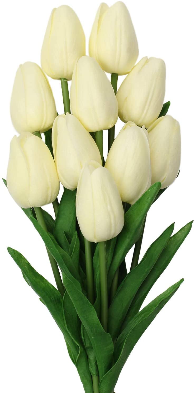 Sweet Home Deco Latex Real Touch 13'' Tulip 10 Stems Bouquet Home Wedding Decor 