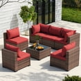 thumbnail image 6 of Poteban Patio Furniture Sets, Modular Rattan Outdoor Patio Sectional Furniture Sofa Set, Wicker Patio Conversation Set for Backyard,7PCS, 6 of 8