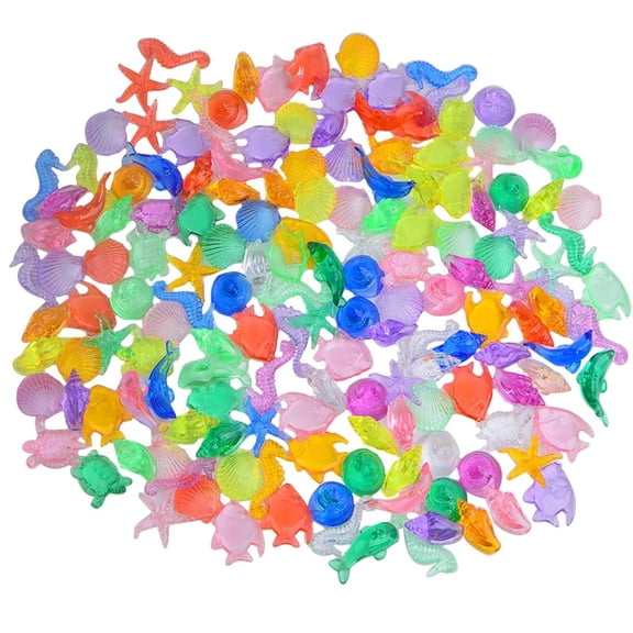 200g(About 200pcs) Mini Acrylic Ocean Animals Starfish Ornaments Plastic for Crafting Fish Tank Potted Micro Fairy Garden Dollhouse