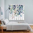 thumbnail image 4 of Blue Teal Botanical Kitchen Curtains 84 Inch Length, Weeping Fall Eucalyptus Leaves Grommet Top Bedroom Living Room Curtains, Light Filtering Cafe Curtain Drapes 2 Panels Set 104''x84'', 4 of 9