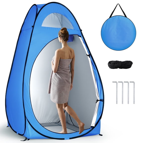 Ktaxon Camping Shower Tent, Portable Pop Up Changing Tent, Waterproof Dressing Room Privacy Tent for Camping Beach, Blue