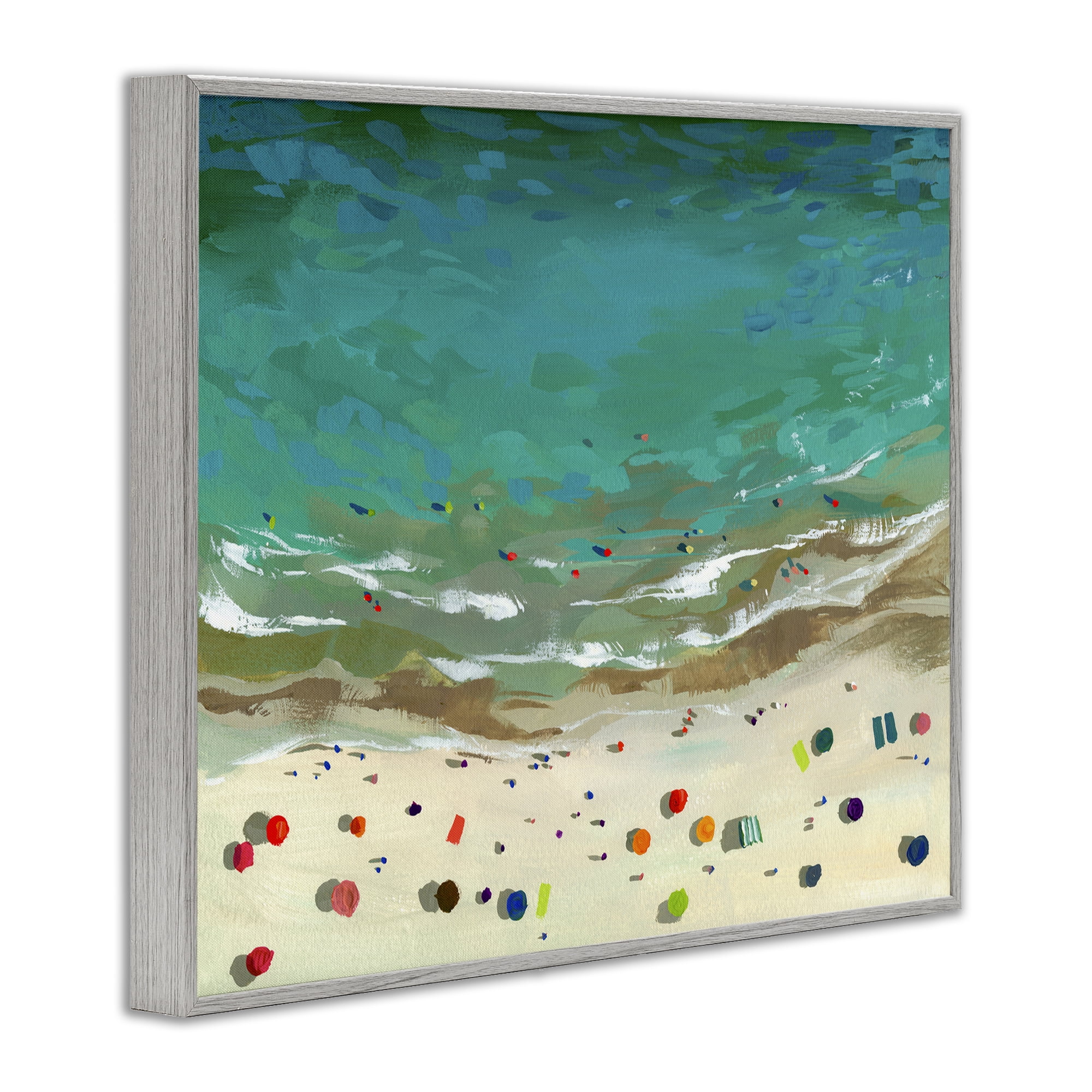 Stupell Industries Aerial Turquoise Shoreline Gray Framed Giclee Art, design by Brook Page