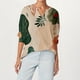 thumbnail image 1 of MHFRRA Camiseta de Manga Larga con Cuello En V y Estampado Único Beige, 1 of 3