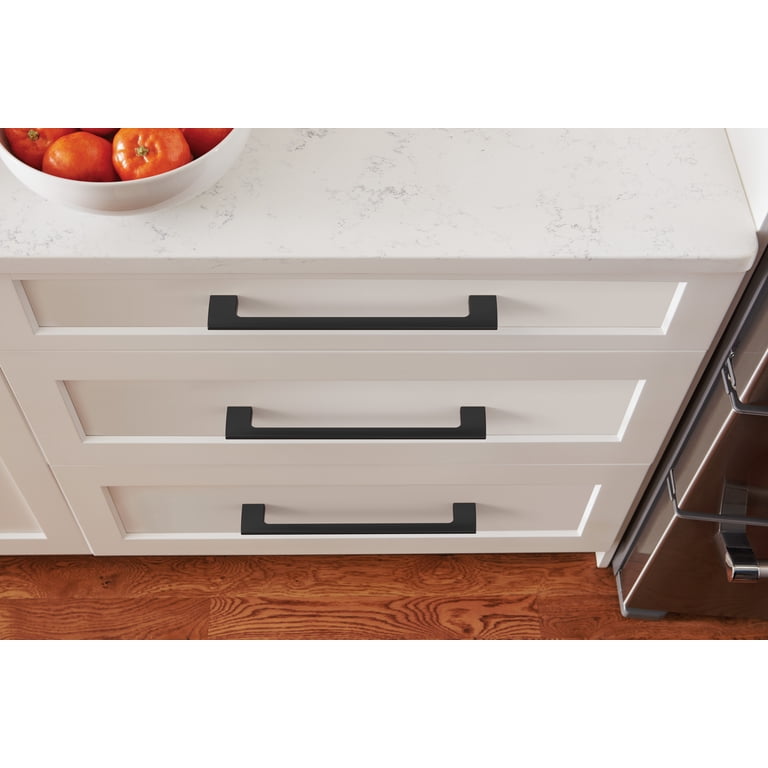Amerock Riva 10-1/16 inch (256mm) Center-to-Center Matte Black Cabinet ...