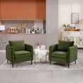 thumbnail image 4 of Velvet Comfy Single Sofa Chair in  Mid-Century Modern Armchair with 1 Pillow and Metal Legs for Living Room Office, 4 of 17