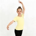 thumbnail image 7 of Liweisiy Girl's Dance Crewneck Shirts Slim Fit Short Sleeve Solid Color Tees Summer Breathable Workout Athletic Sweatshirts Yellow 14 Years, 7 of 7