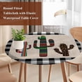 thumbnail image 5 of Mexico Cactus Round Fitted Table Cover Black and White Plaid Waterproof Table Cloth with Elastic Edge Wipeable Tablecloth for Picnic Camping Party Fits 45"-54" Diameter, 5 of 8