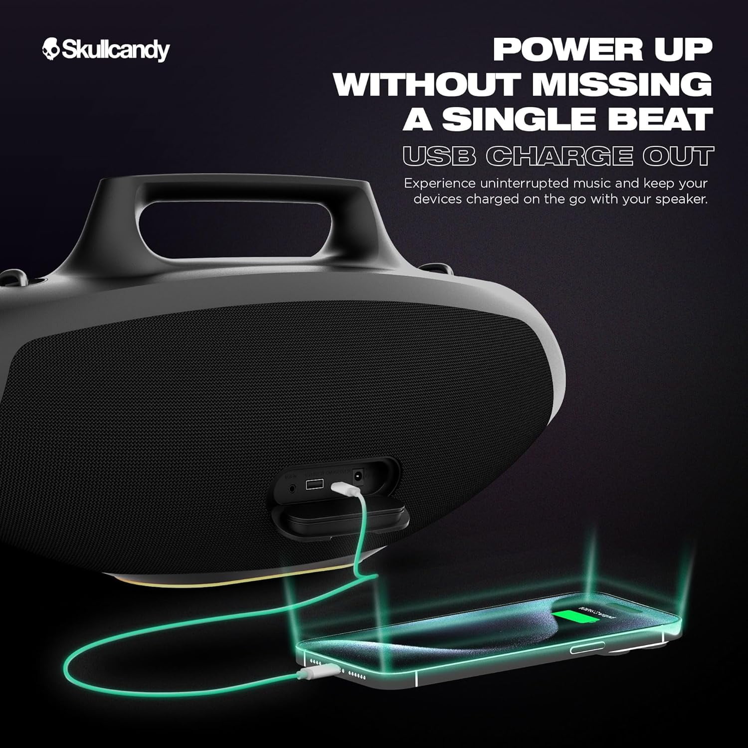 Skullcandy Barrel Bluetooth Boombox Party Speaker, Water-Resistant Portable Speaker, LED Lightshow Mode, 12 Hour Battery, Multi-Link