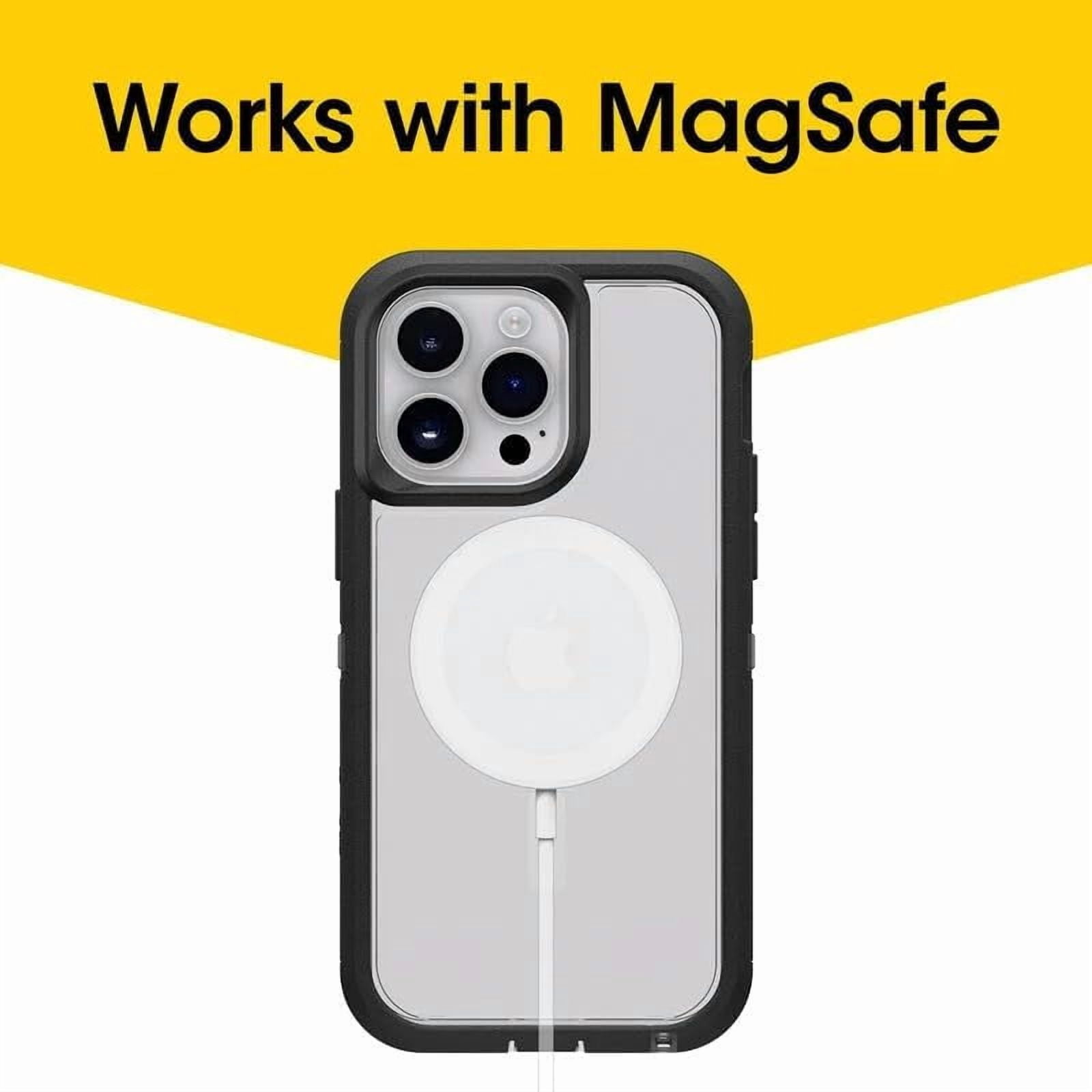 OtterBox iPhone 14 Pro Max (Only) Defender Series XT Clear Case, Black Crystal (Clear/Black), Holster Clip Included, Screenless - Rugged, Snaps to MagSafe, Lanyard Attachment, Non-Retail Packaging
