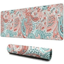 Long Mouse Pads for Desk,Pink Paisley and Floral Pattern Desk Mats on Top Of Desks, Desk Mouse Pad Extra Large with 3mm Non-Slip Base and Stitched Edge for Gaming,Office,Work,Home 31.5"x11.8"