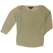 Fever Womens Popcorn Knit Pullover 3/4 Sleeve Sweater Top Small, Rattan Beige