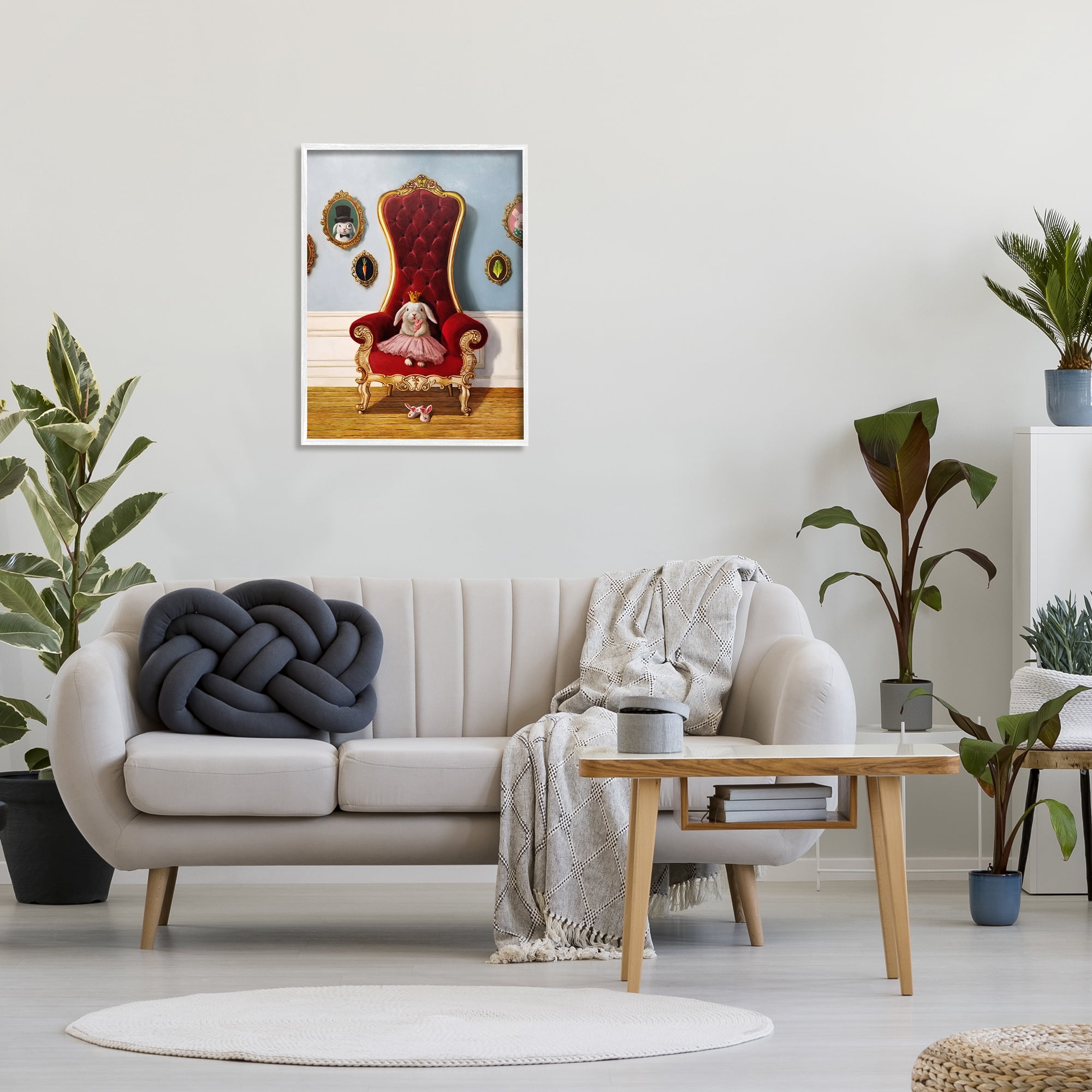 Stupell Industries Princess Rabbit Royal Heir Red Throne Funny Animal, 24 x 30, Design by Lucia Heffernan