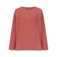 thumbnail image 6 of AINIYS Women's Crew Neck Dolman Sleeve Pocketed Blouse Casual Basic Layering Daily Wear Tops Watermelon Red S, 6 of 6