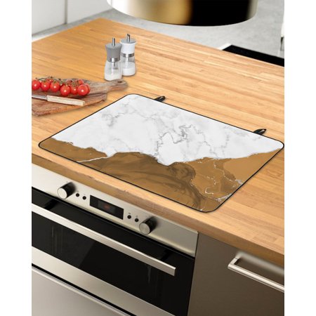

Brown Marble Stove Top Covers for Electric Stove Heat Insulation Fireproof Glass Cooktop Cover Counter Top Glass Stove Cover for Prevent Scratches 36 x21 Grey Ombre Modern Abstract Art Ink Painted